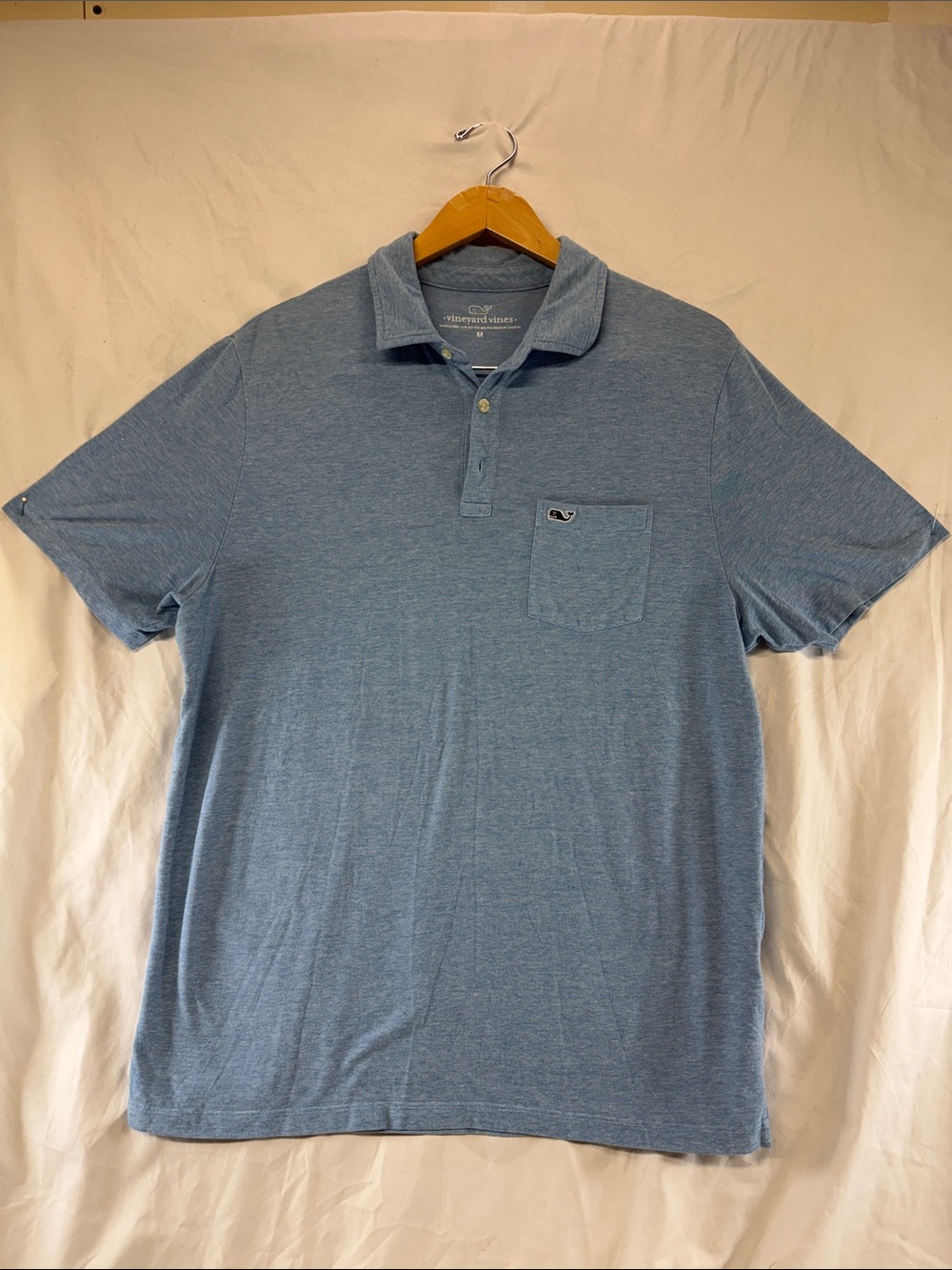 Vineyard Vines Heathered Light Blue Pocket Polo